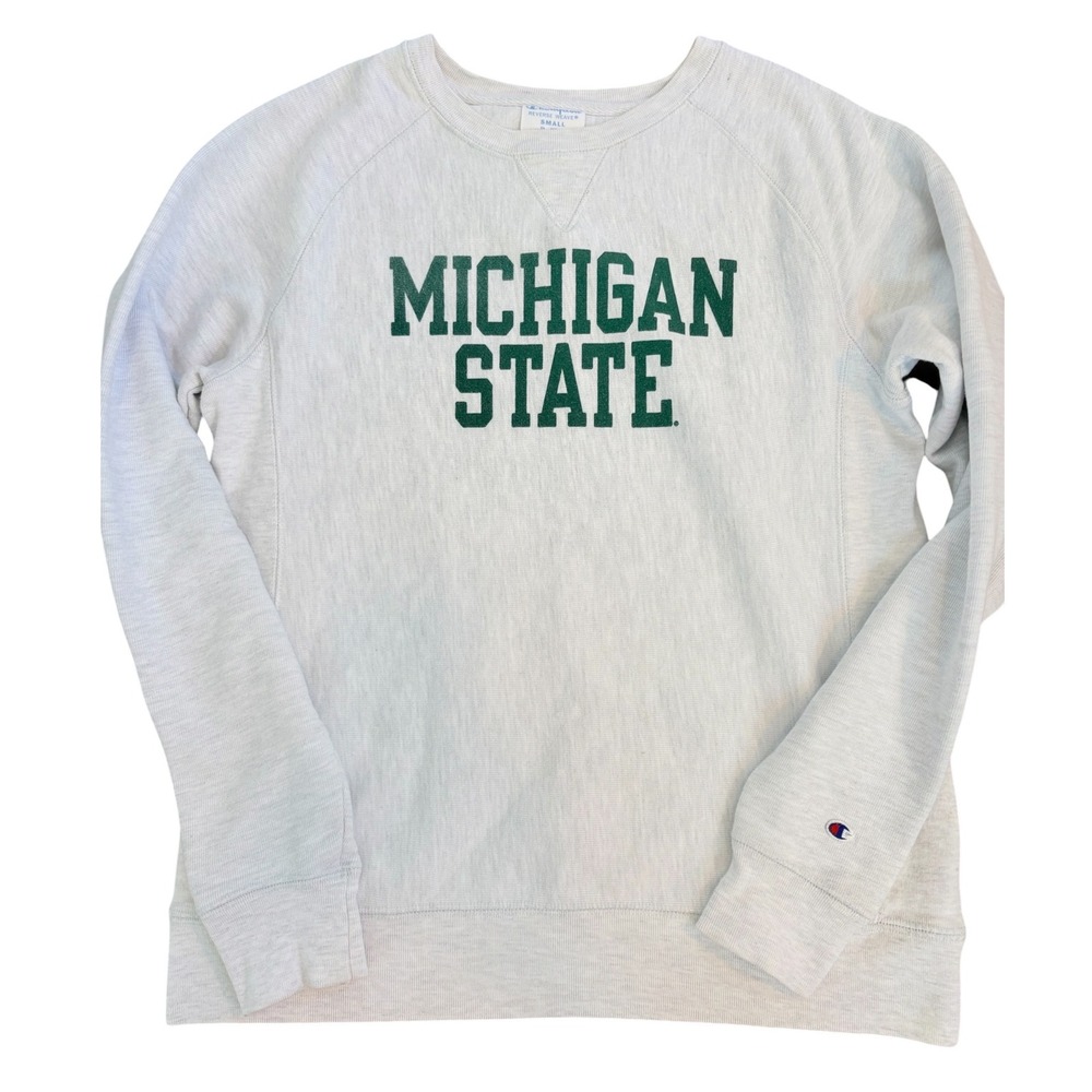 Champion Reverse Weave Michigan State Sweatshirt Grey Heather Mens Small MSU